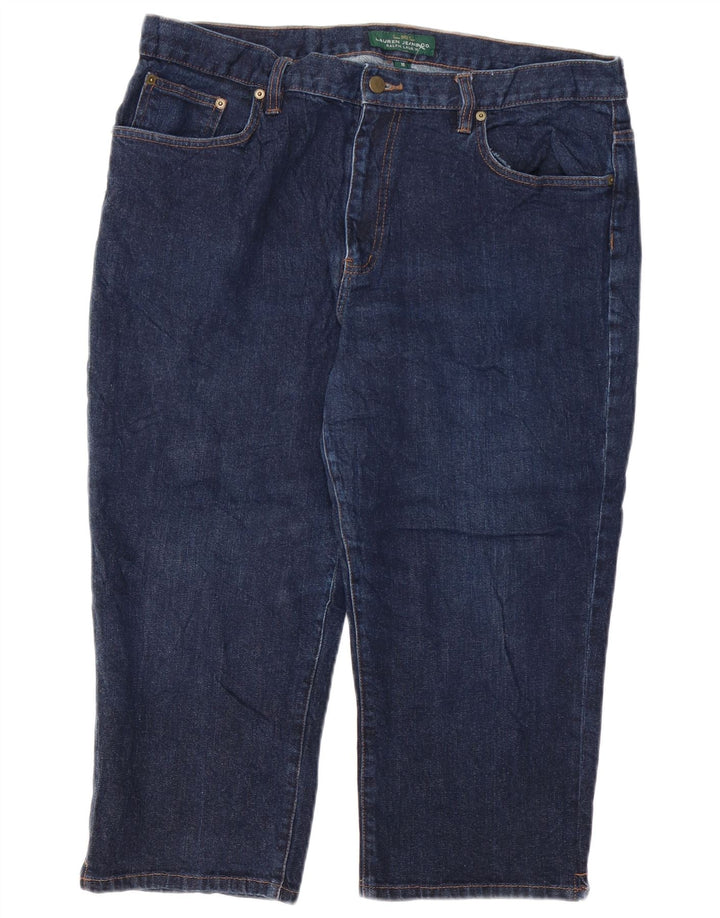 RALPH LAUREN Womens Capri Jeans US 16 2XL W38 L21 Navy Blue Cotton