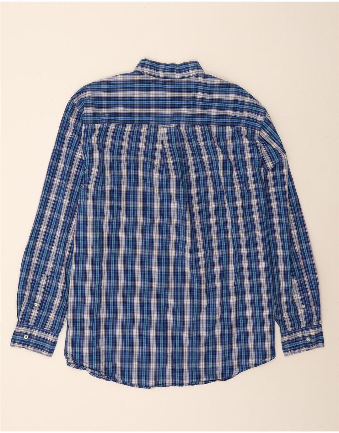CHAPS Mens Shirt 2XL Blue Check Cotton Vintage Chaps and Second-Hand Chaps from Messina Hembry 