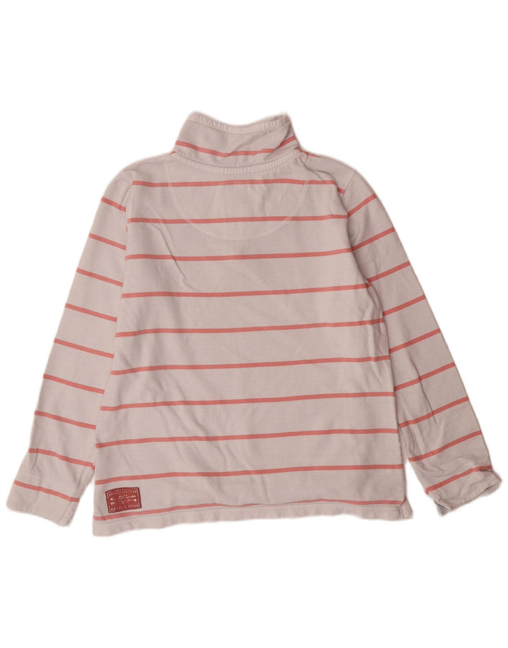 CREW CLOTHING Womens Zip Neck Sweatshirt Jumper UK 12 Medium White Striped