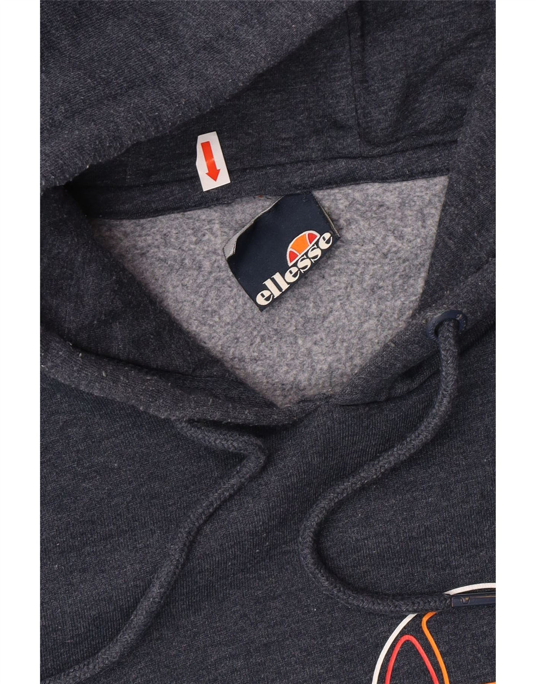 ELLESSE Womens Graphic Hoodie Jumper UK 16 Large Navy Blue Cotton