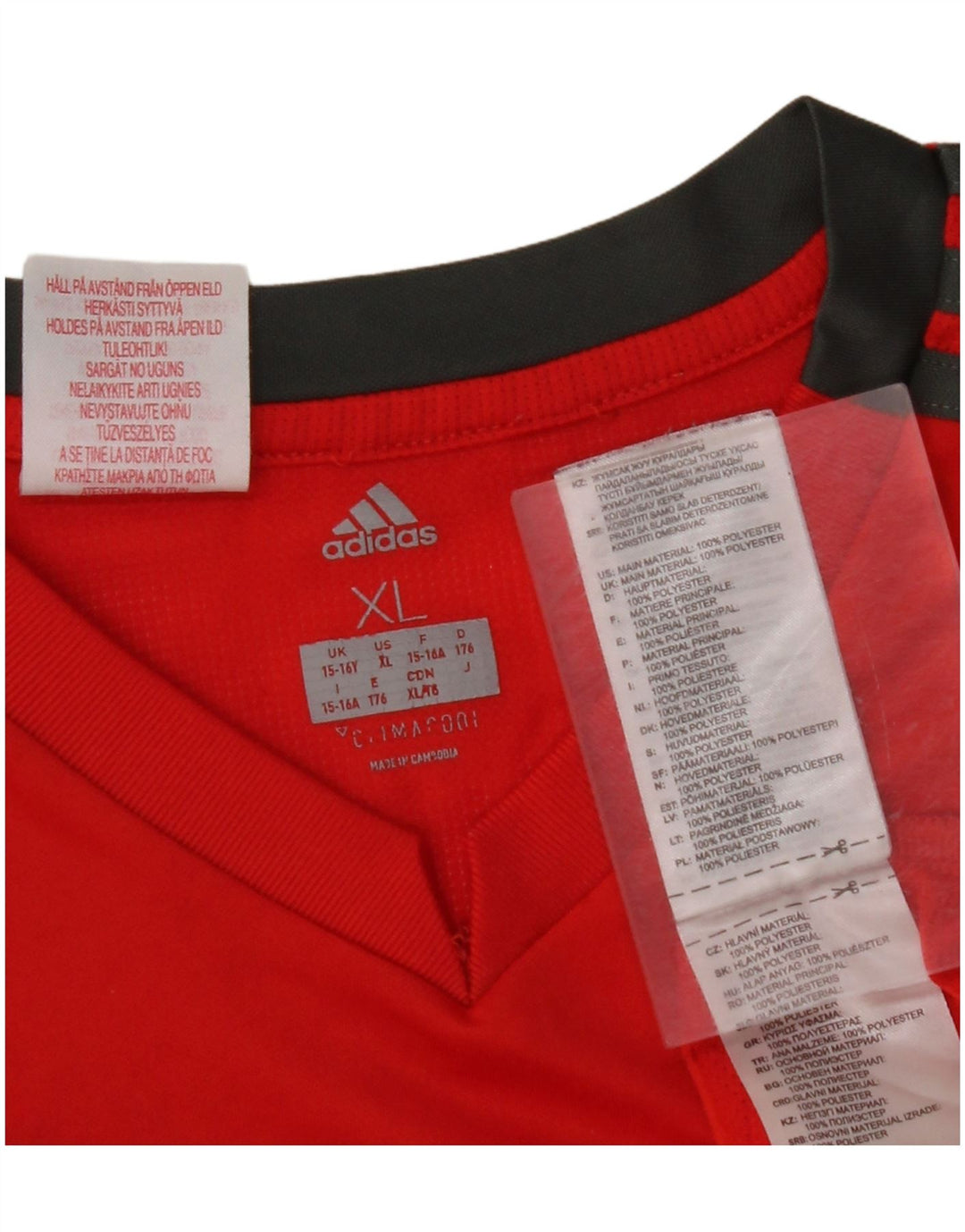 ADIDAS Boys Climacool T-Shirt Top 15-16 Years XL Red Polyester