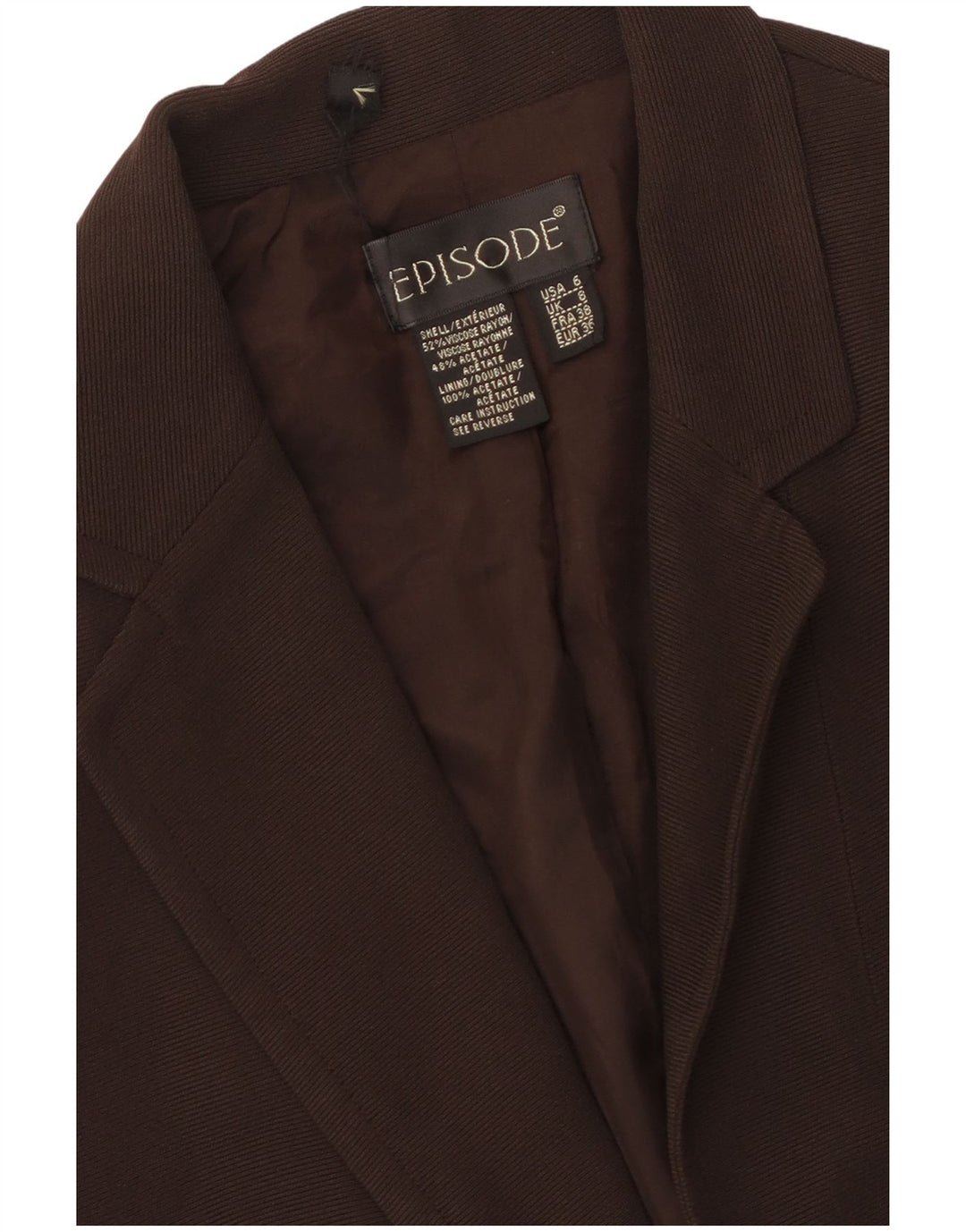 Episode Womens 1 Button Blazer Jacket UK 8 Small Brown Viscose