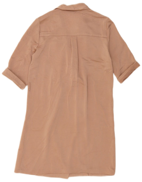 Topshop Womens Short Sleeve Double Breasted Shirt Dress UK 8 Small Beige