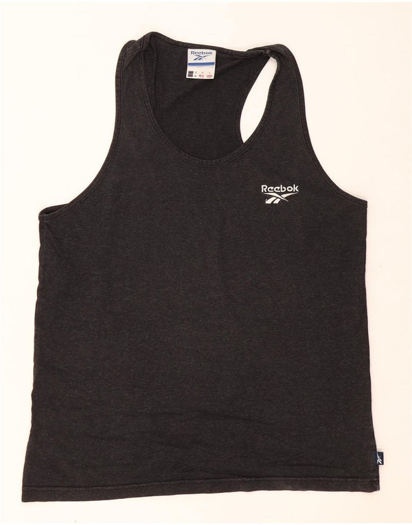 REEBOK Mens Vest Top Small Grey Cotton