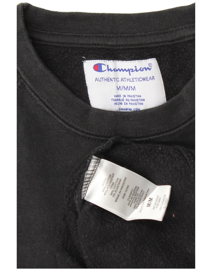Champion Mens Graphic Sweatshirt Jumper Medium Black Cotton
