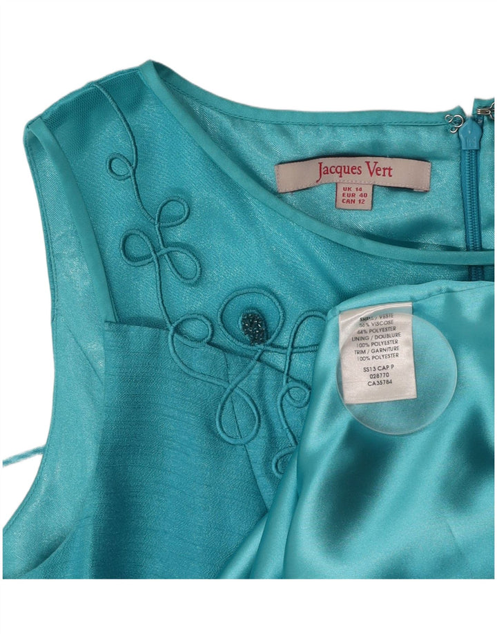 JACQUES VERT Womens Sleeveless Sheath Dress UK 14 Large Turquoise Viscose