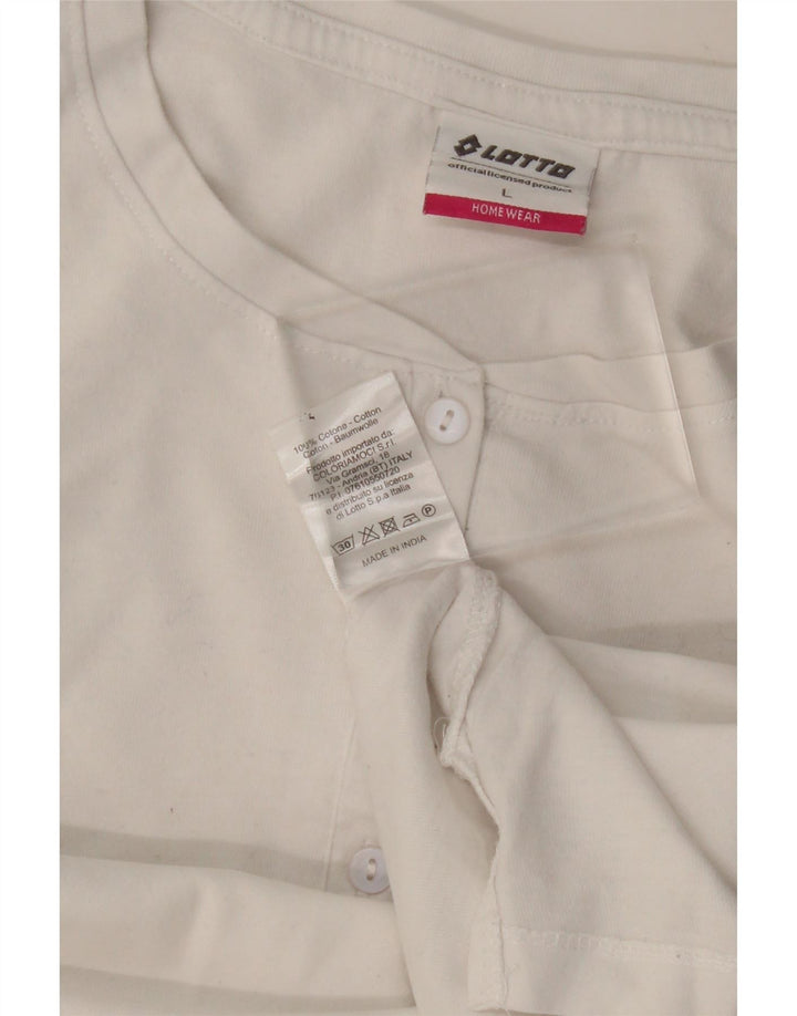 Lotto Womens Top Long Sleeve UK 16 Large White Cotton