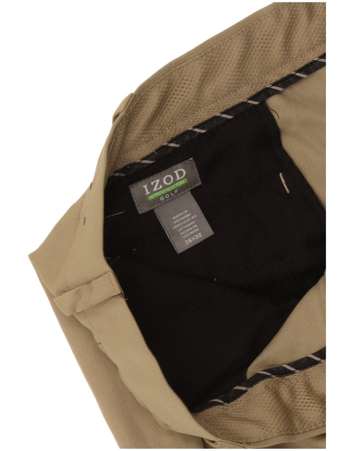 Izod Mens Golf Straight Suit Trousers W36 L32 Beige Polyester