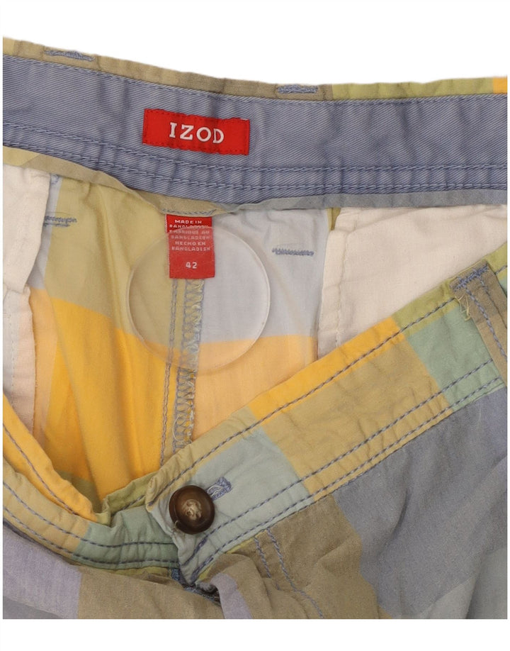 Izod Mens Chino Shorts W42 2XL Multicoloured Check Cotton