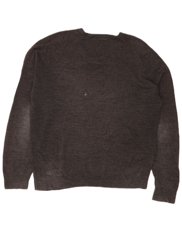 Marks & Spencer Mens V-Neck Jumper Sweater Large Grey Acrylic