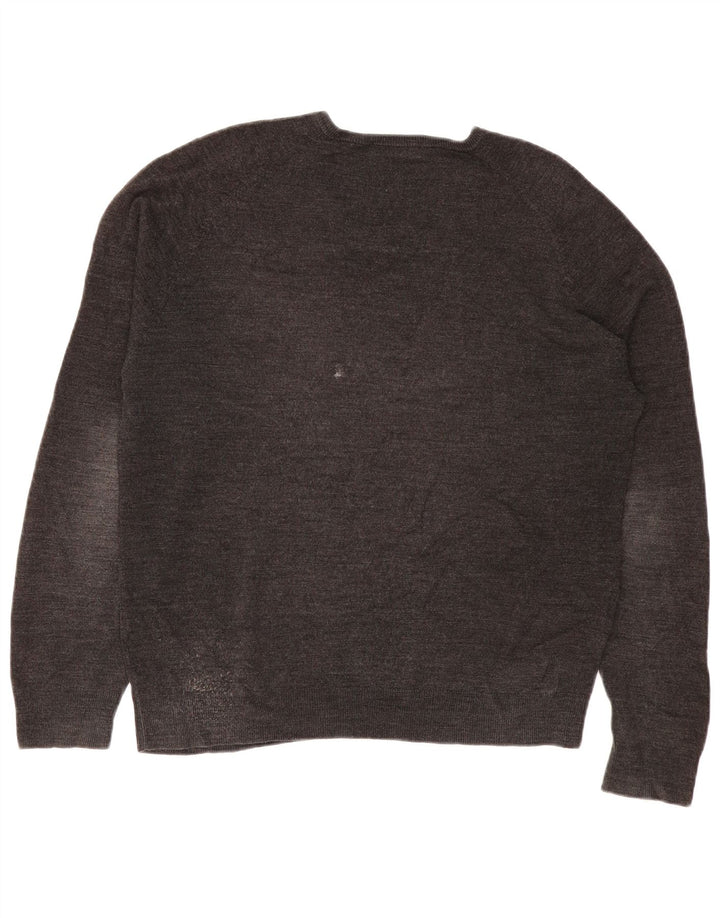 Marks & Spencer Mens V-Neck Jumper Sweater Large Grey Acrylic