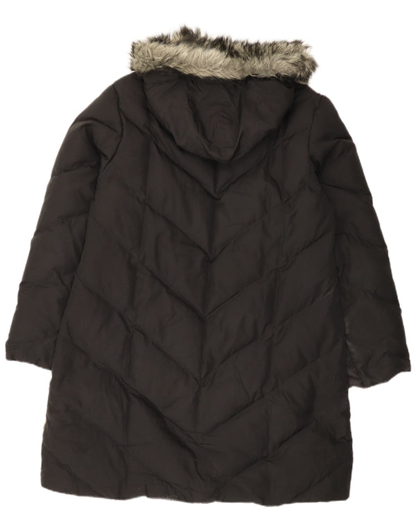 Per Una Womens Hooded Padded Coat UK 16 Large Black Polyester