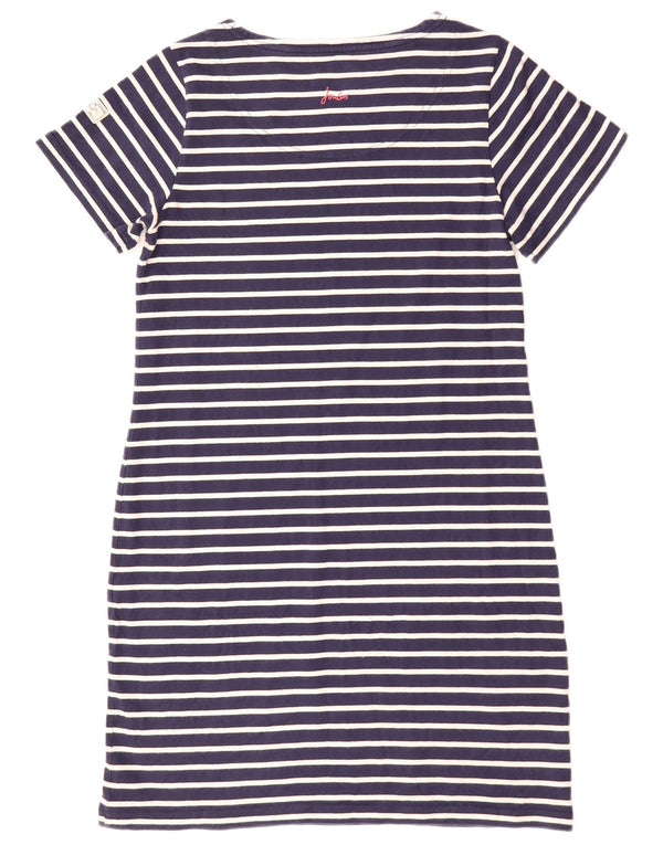 JOULES Womens T-Shirt Dress UK 12 Medium Navy Blue Striped Cotton