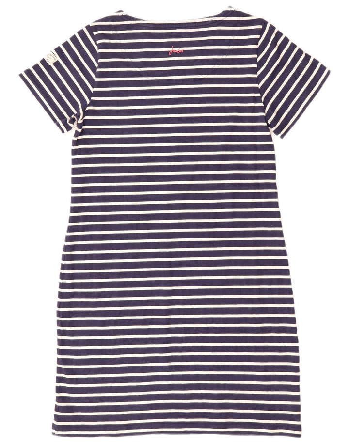 JOULES Womens T-Shirt Dress UK 12 Medium Navy Blue Striped Cotton