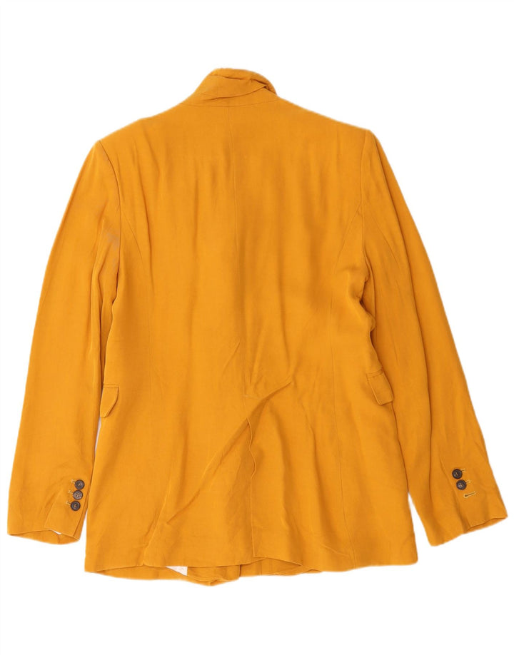 Zara Womens Double Breasted Blazer Jacket UK 14 Medium Yellow Viscose