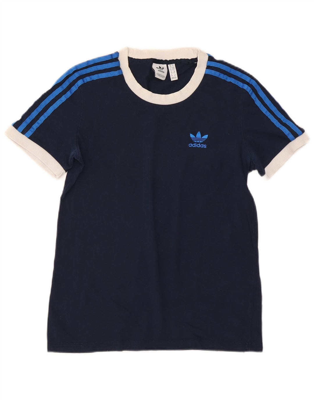 ADIDAS Womens T-Shirt Top UK 10 Small Navy Blue Cotton