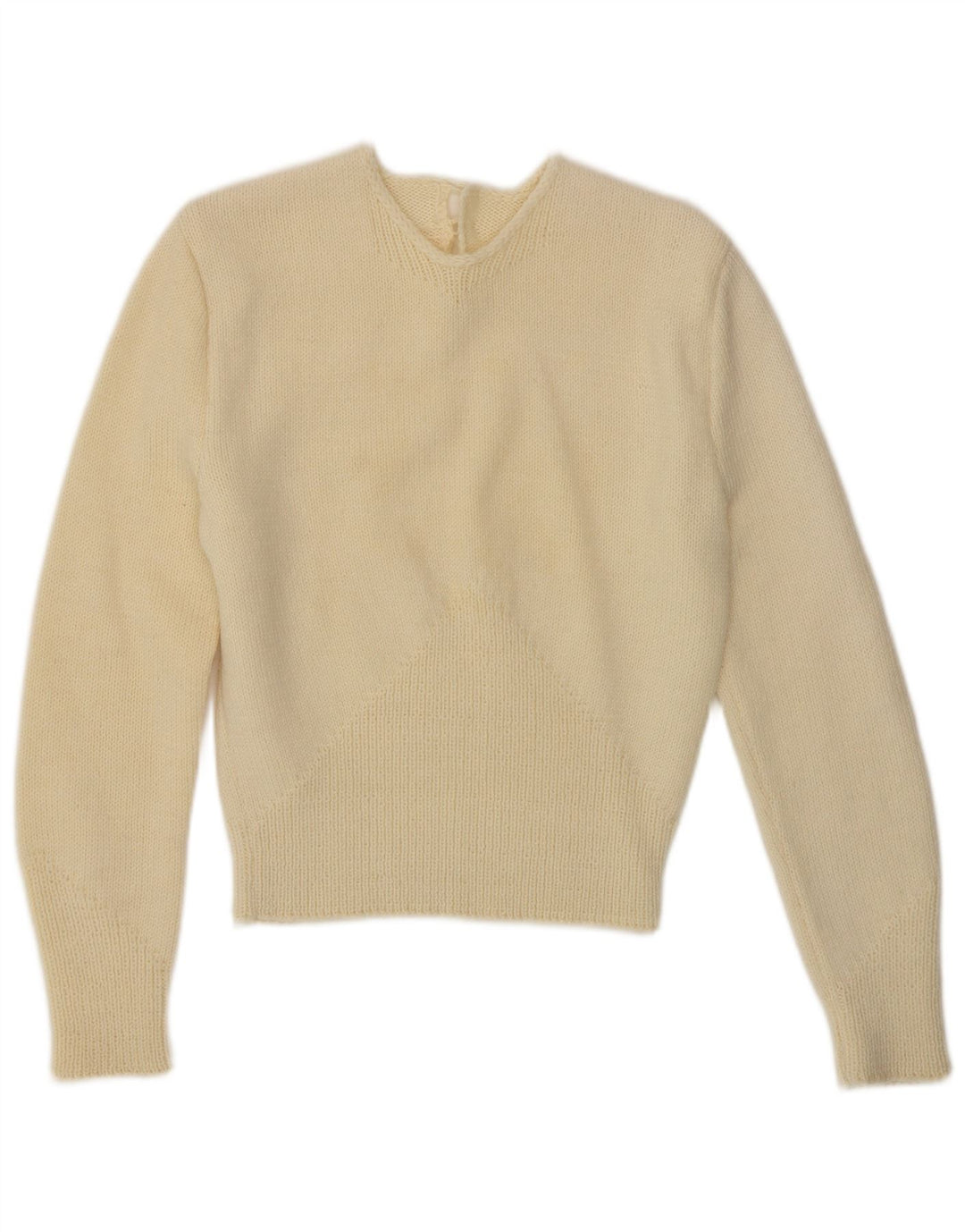 VINTAGE Womens Crew Neck Jumper Sweater UK 10 Small Off White
