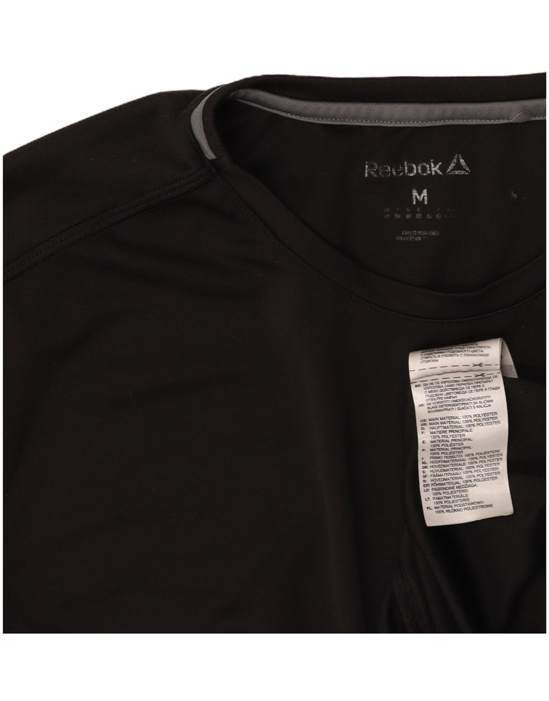 REEBOK Womens T-Shirt Top UK 14 Medium Black Colourblock Polyester