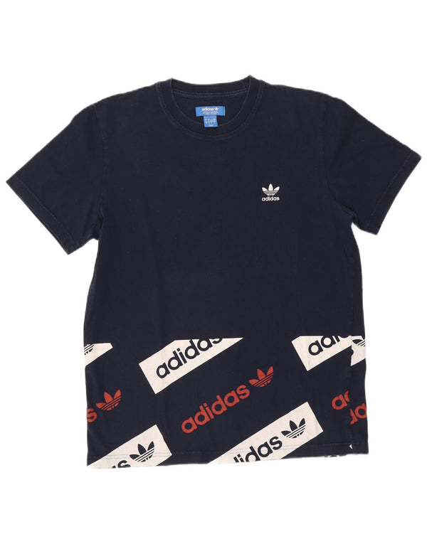 Adidas Mens Graphic T-Shirt Top Large Navy Blue Cotton