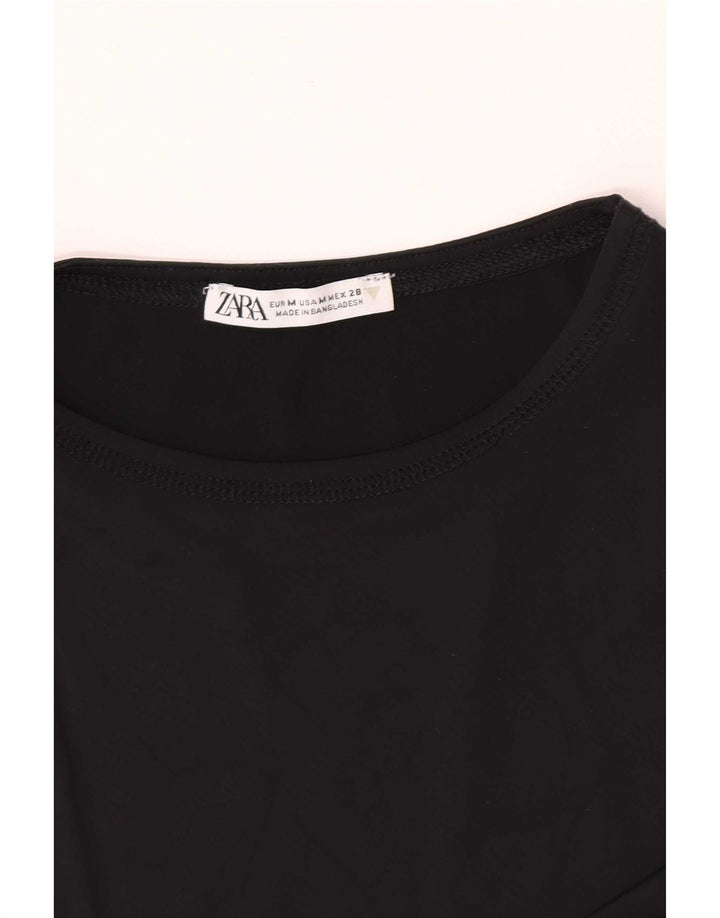 Zara Womens T-Shirt Top UK 12 Medium Black