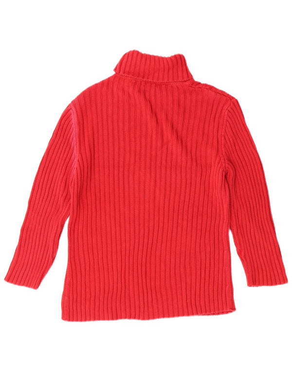 Benetton Womens Roll Neck Jumper Sweater UK 14 Large Red Cotton Classic