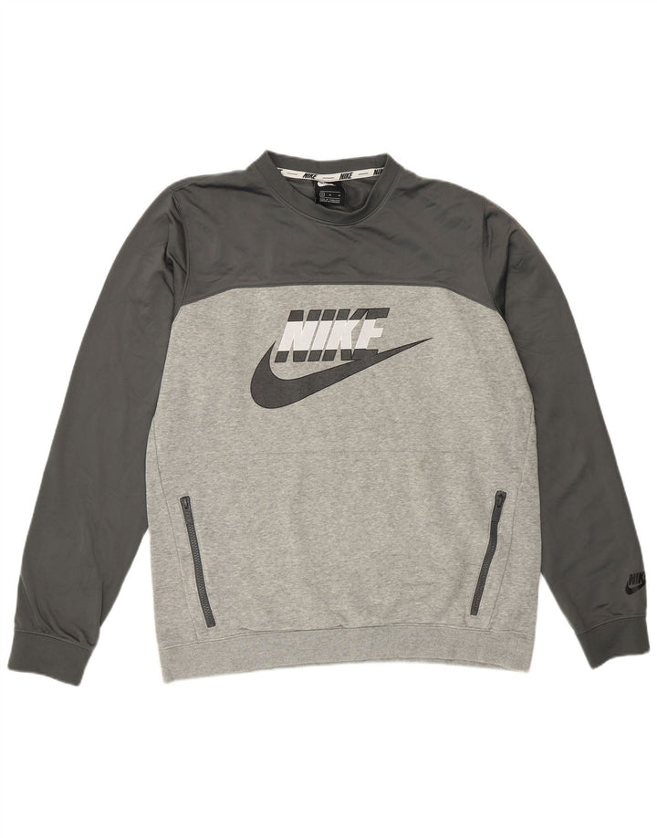 Nike Mens Graphic Sweatshirt Jumper Medium Grey Colourblock Cotton
