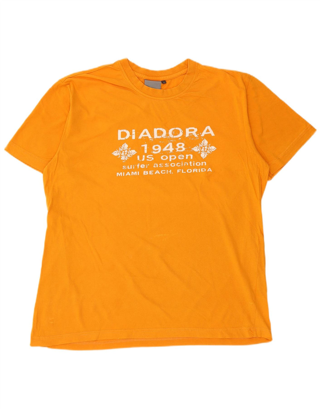 DIADORA Mens Graphic T-Shirt Top Large Orange Cotton