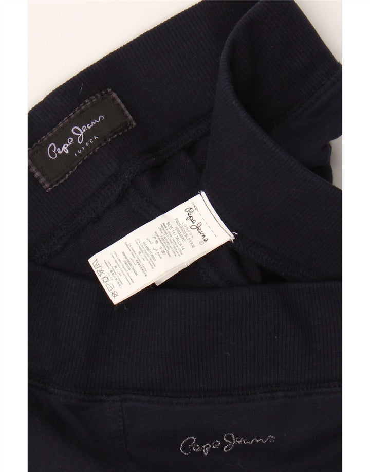 PEPE JEANS Womens Tracksuit Trousers UK 14 Medium Navy Blue Cotton