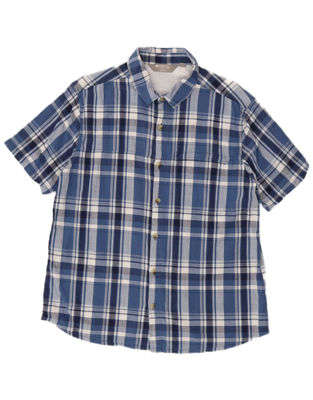 Mountain Warehouse Mens Short Sleeve Shirt Large Blue Check Cotton