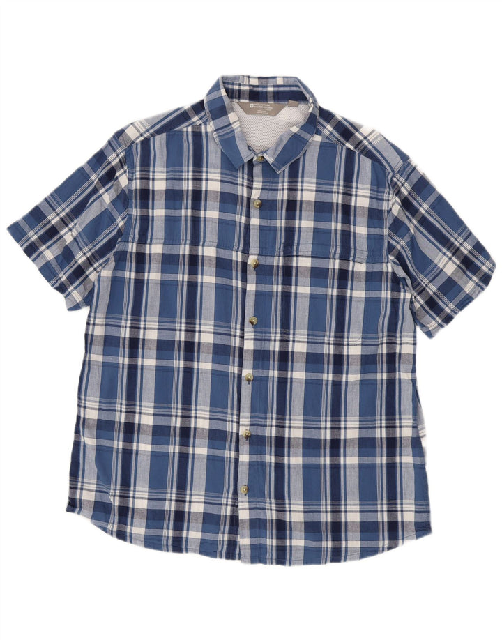 Mountain Warehouse Mens Short Sleeve Shirt Large Blue Check Cotton