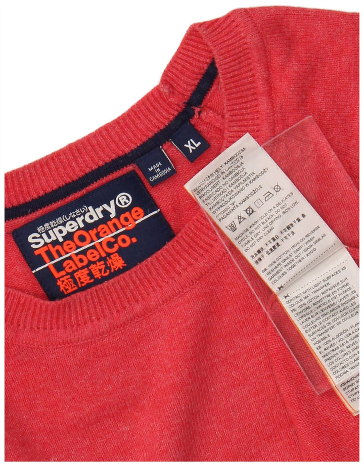 SUPERDRY Mens Crew Neck Jumper Sweater XL Red Cotton