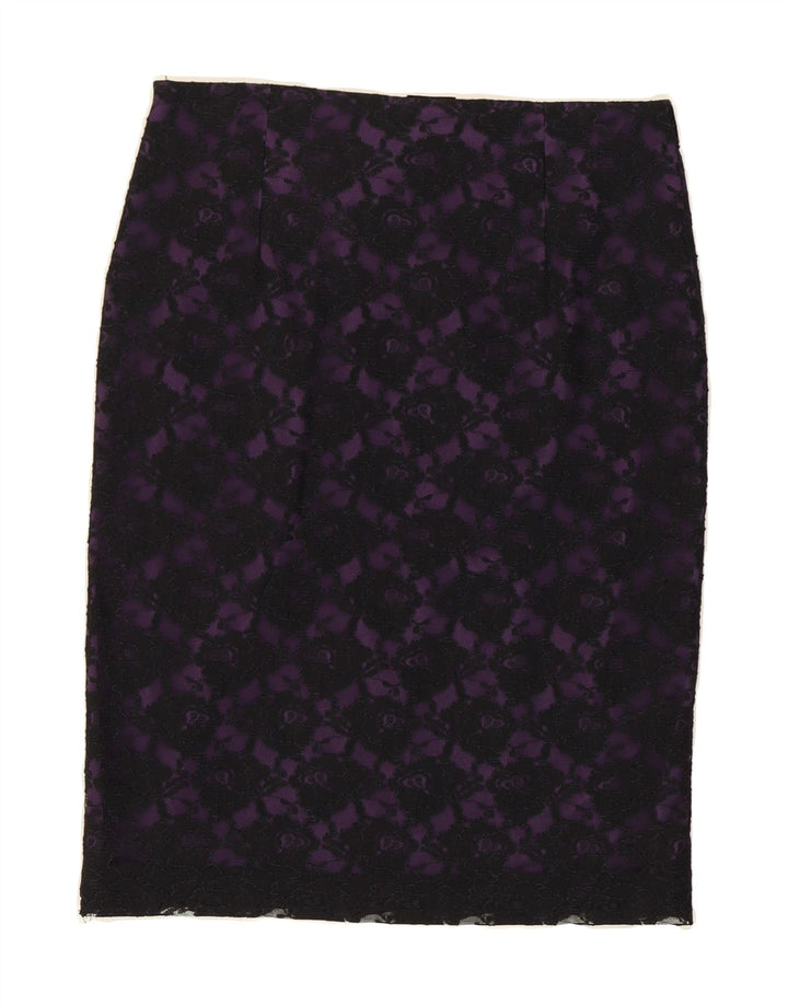 VINTAGE Womens Pencil Skirt IT 42 Medium W30 Purple Polyester Vintage Vintage and Second-Hand Vintage from Messina Hembry 
