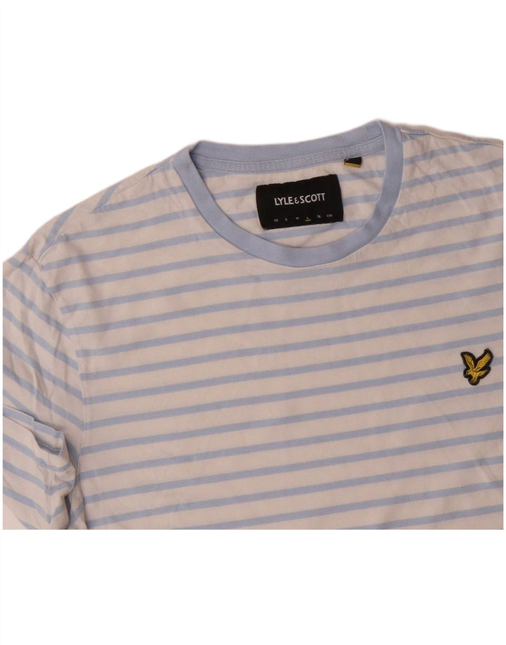 LYLE & SCOTT Womens T-Shirt Top Large White Striped Cotton