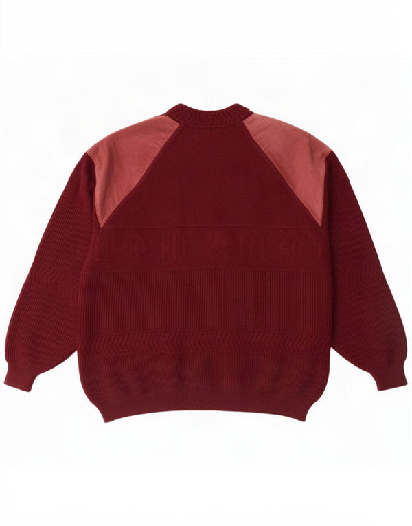 Rainbow Mens Crew Neck Jumper Sweater IT 50 Medium Burgundy Colourblock
