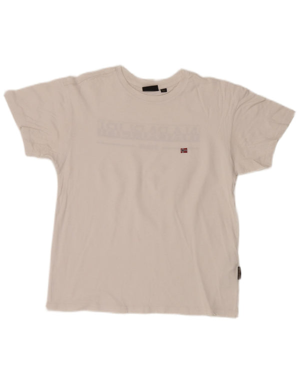 Napapijri Mens Graphic T-Shirt Top Small White Cotton
