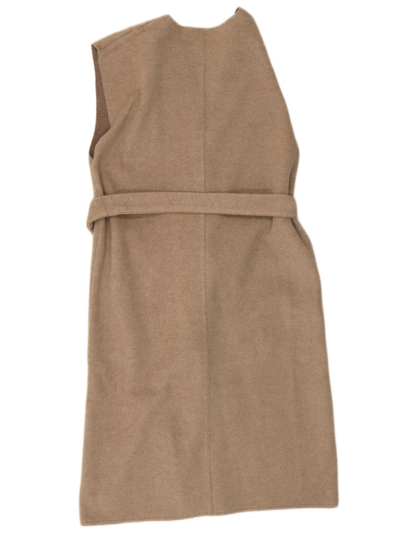 Zara Womens Longline Sleeveless Cardigan Sweater UK 14 Medium Beige