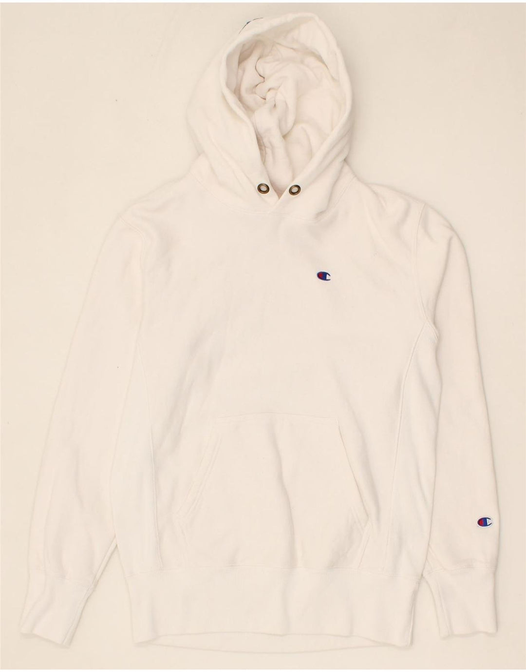 CHAMPION Mens Graphic Hoodie Jumper Medium White Cotton Vintage Champion and Second-Hand Champion from Messina Hembry 