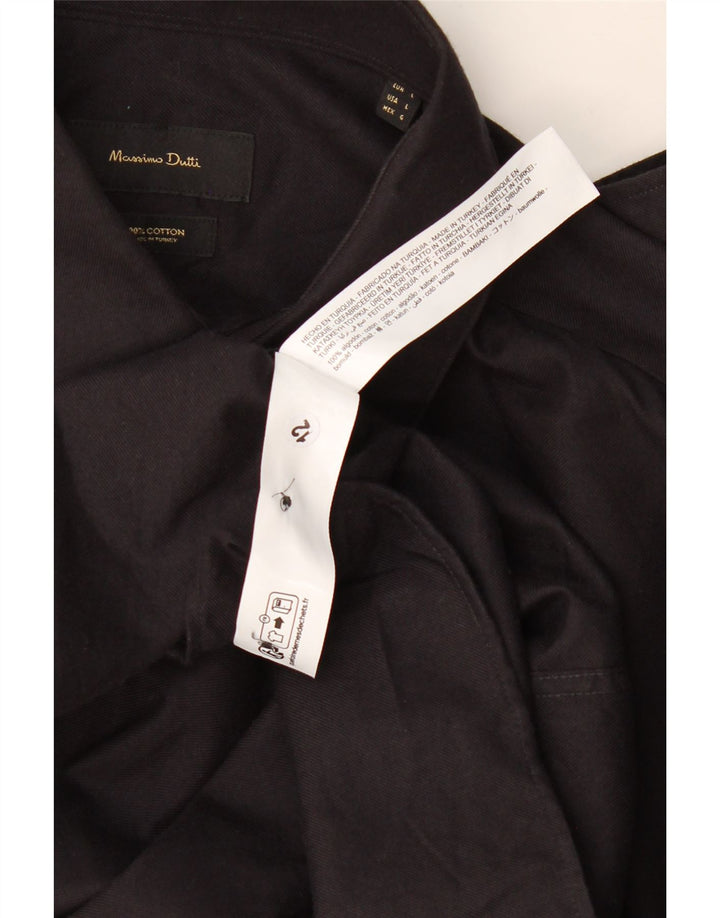 Massimo Dutti Mens Shirt Large Black Cotton