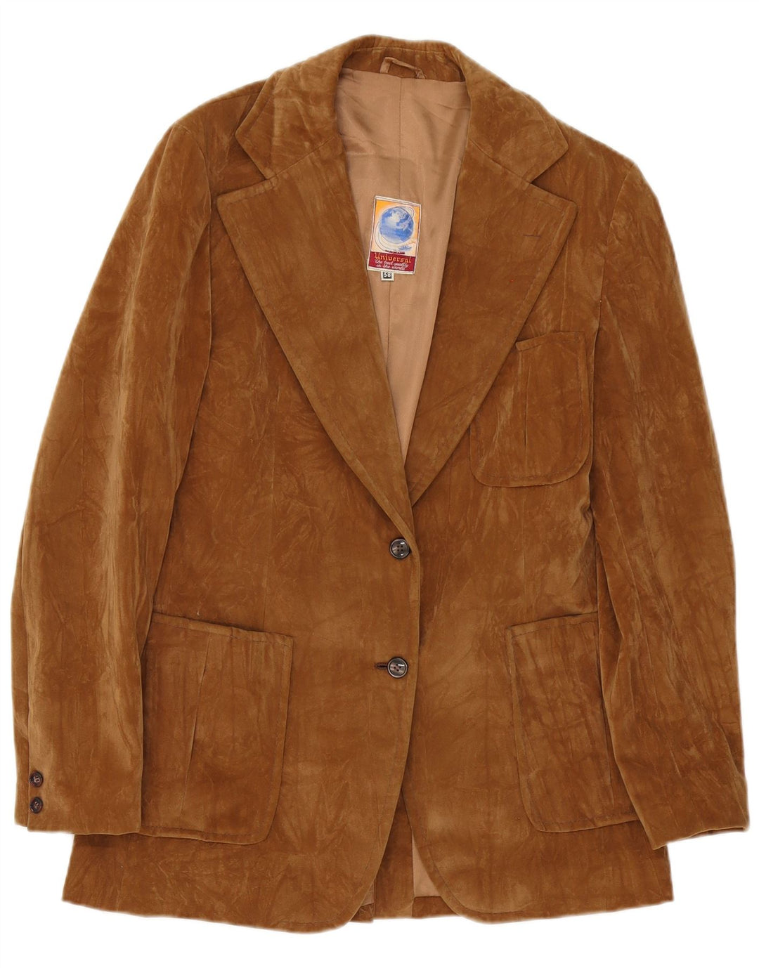 Vintage Womens 2 Button Suede Blazer Jacket EU 38 Medium Brown