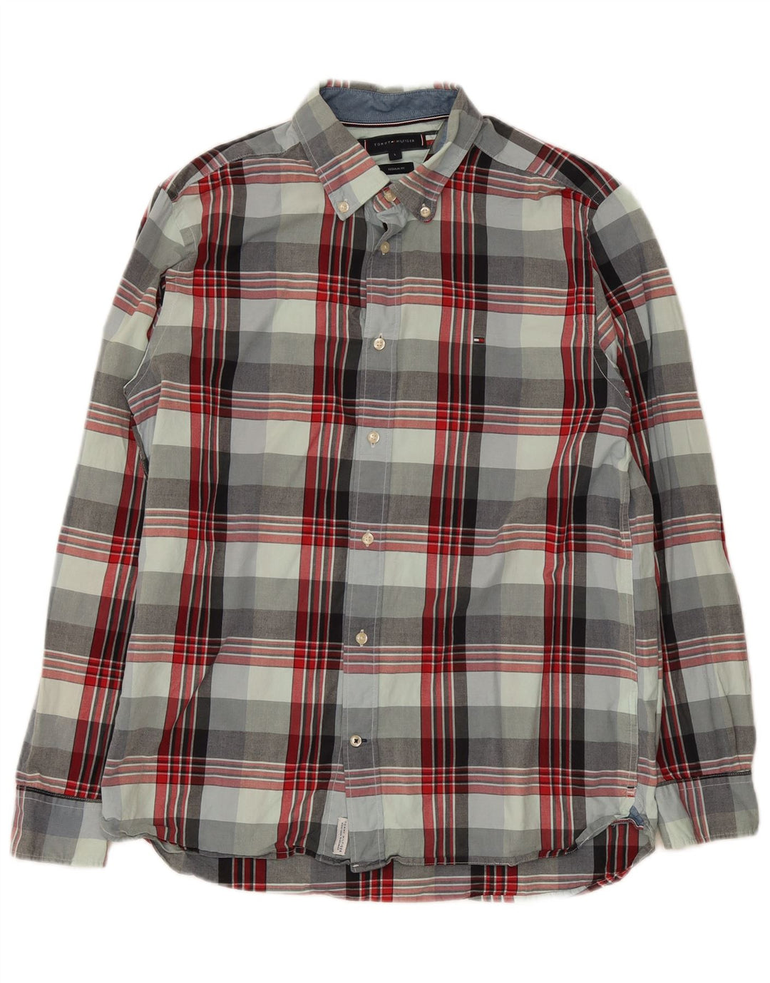 Tommy Hilfiger Mens Regular Fit Shirt Large Multicoloured Check Cotton