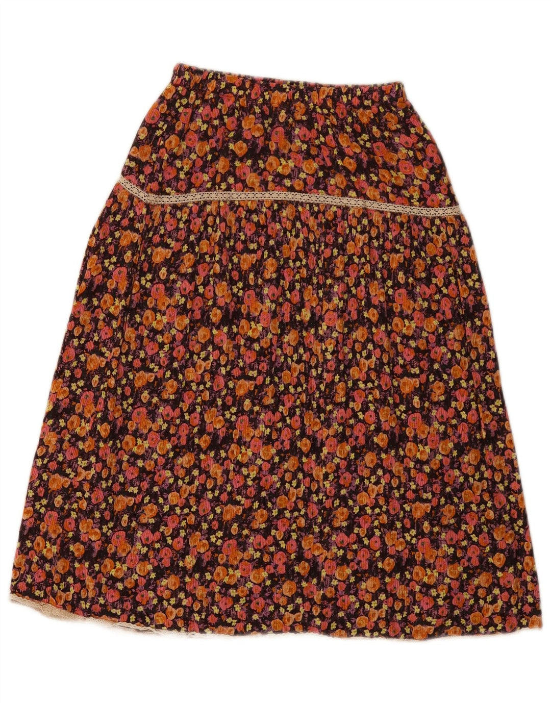 ZARA Girls A-Line Skirt 11-12 Years W20 Brown Floral Viscose