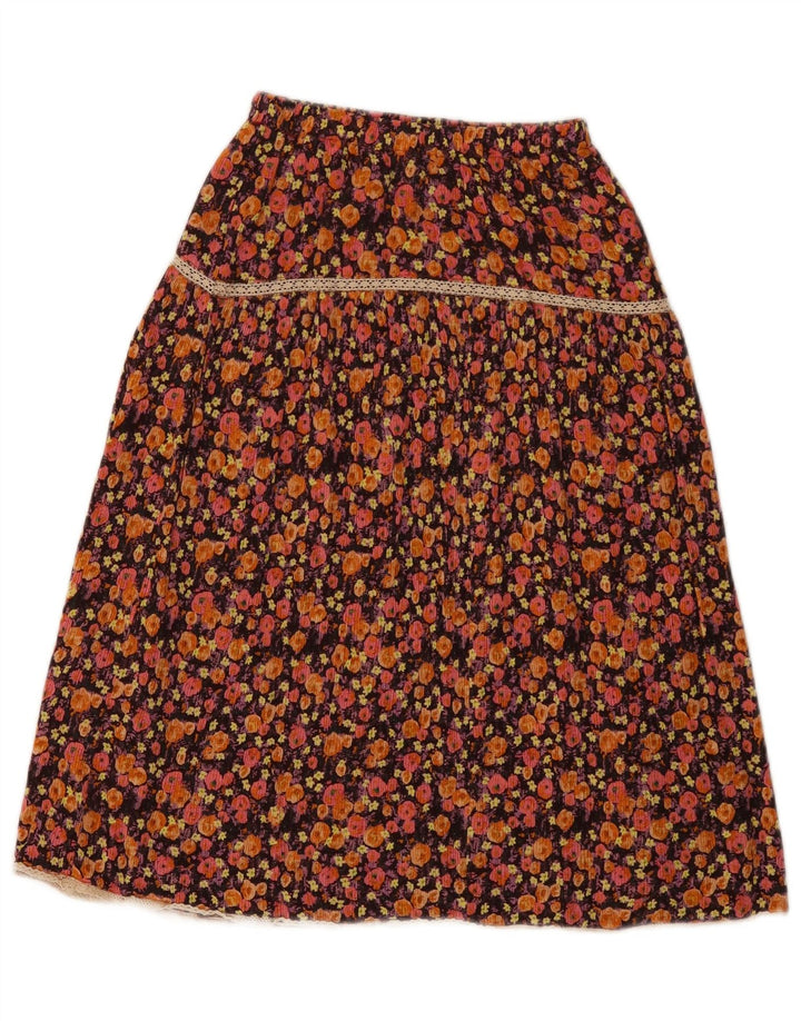 ZARA Girls A-Line Skirt 11-12 Years W20 Brown Floral Viscose