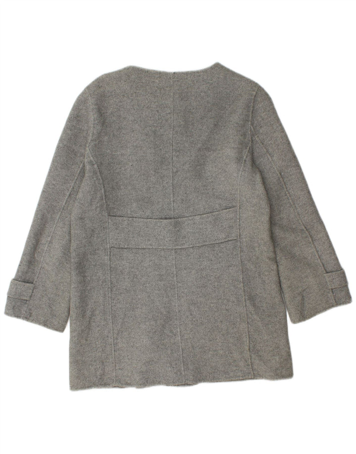 Zara Womens Double Breasted Coat UK 12 Medium Grey Wool