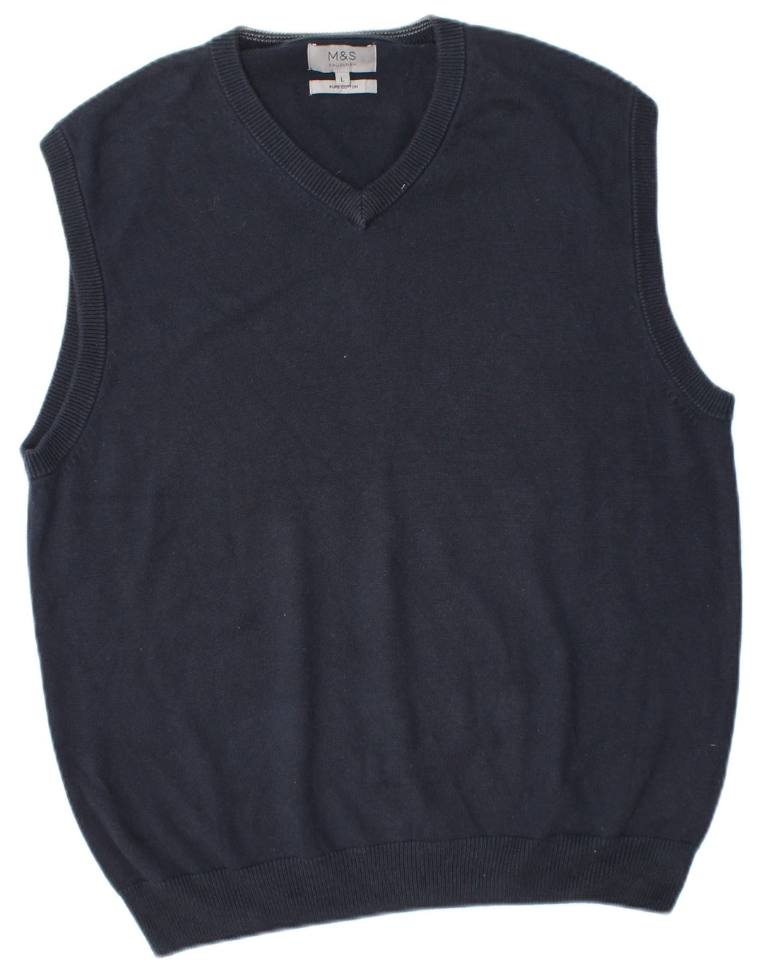 MARKS & SPENCER Mens Vest Tank Top Large Navy Blue Cotton