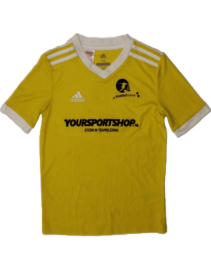 ADIDAS Boys Graphic T-Shirt Top 9-10 Years Small  Yellow Polyester Vintage Adidas and Second-Hand Adidas from Messina Hembry 