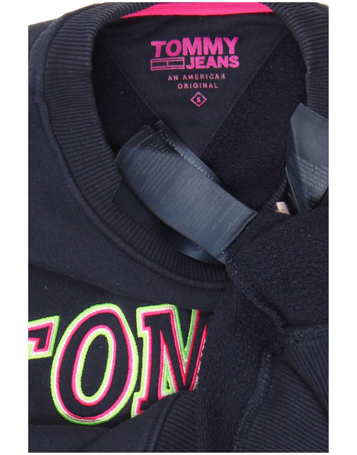 TOMMY HILFIGER Womens Crop Sweatshirt Jumper UK 10 Small Navy Blue