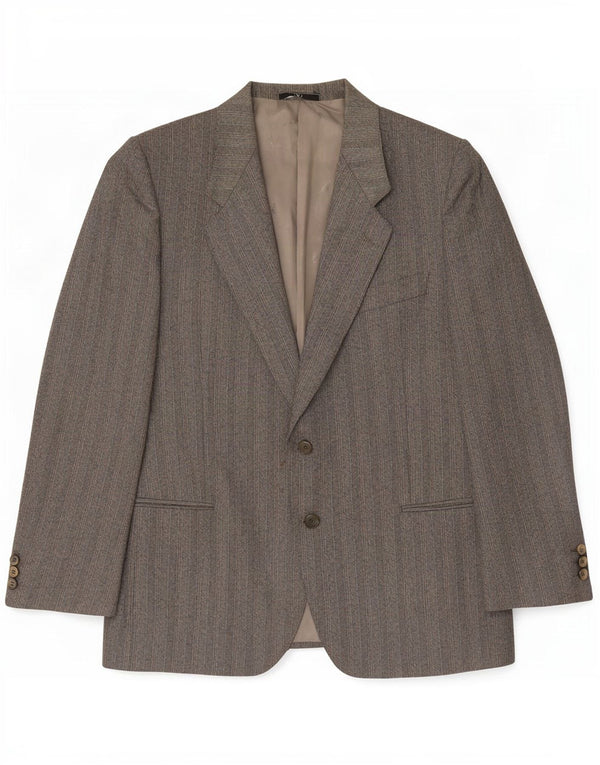 Valentino Mens 2 Button Blazer Jacket UK 38 Medium Grey Herringbone