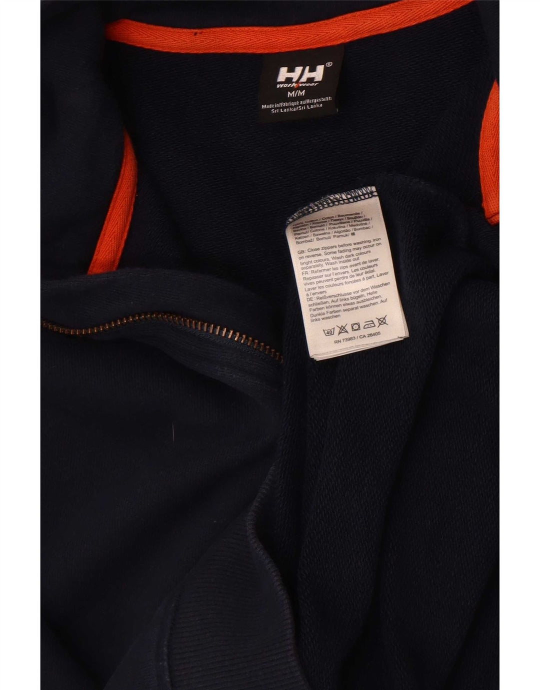 Helly Hansen Mens Zip Neck Sweatshirt Jumper Medium Navy Blue Cotton