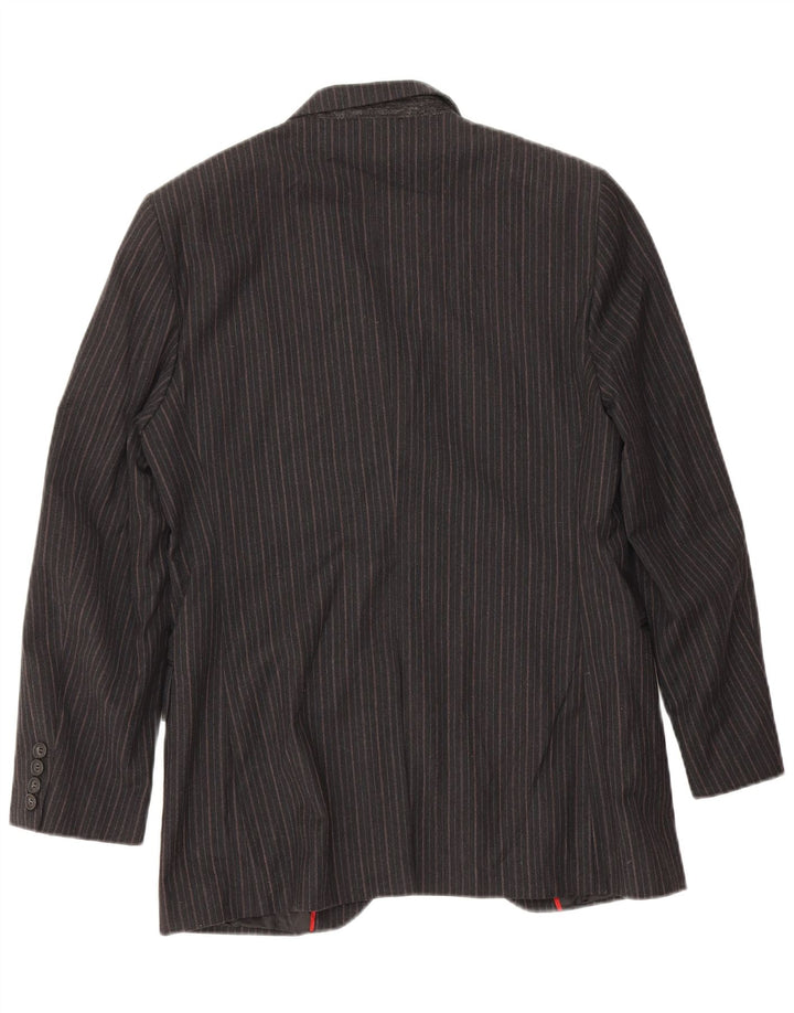 Sisley Mens 3 Button Blazer Jacket IT 46 Small Grey Pinstripe Cotton