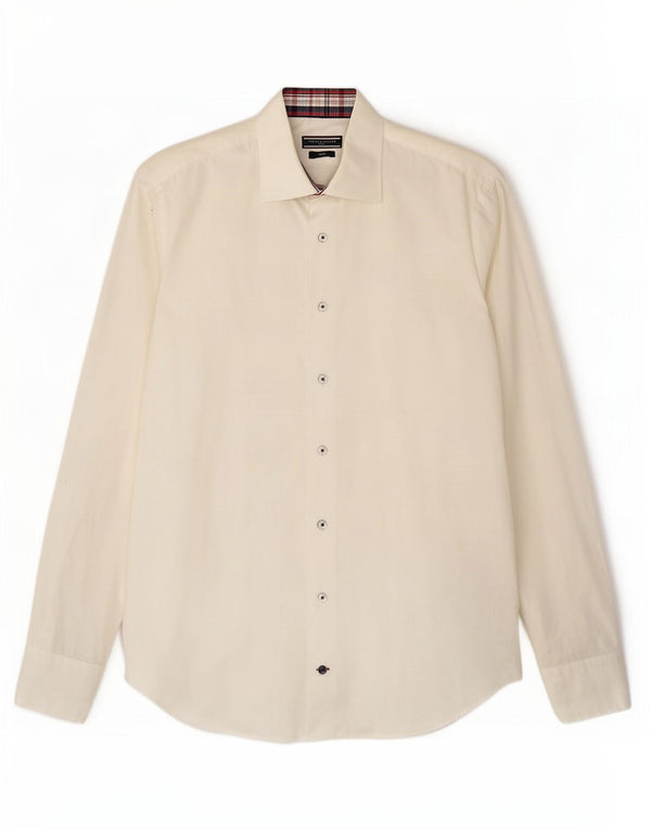 Tommy Hilfiger Mens Tailored Fitted Shirt Size 40 15 3/4 Medium Off White